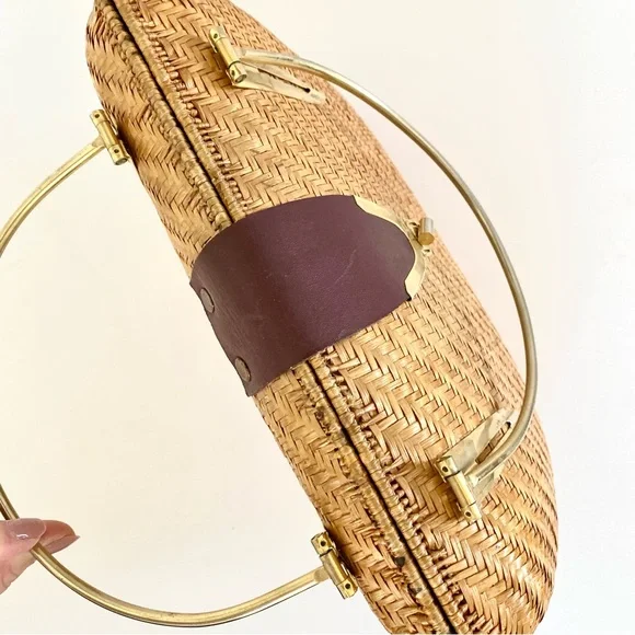 -sold-Vintage Straw Woven Wicker Basket Bag - Picture 6 of 12